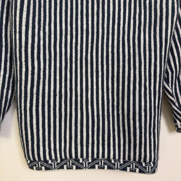 Chasqui Alpaca Sweater Womens Medium Blue Hoodie Knit Striped Full Zip Bolivia - Picture 7 of 9